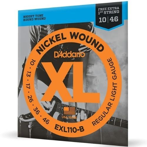 Encordoamento Para Guitarra 10-46 Com Corda Extra Pl010 D'addario xl Nickel Exl110-b 