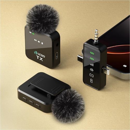 Microfone de Lapela Sem Fio Vedo Vd-gt19 3 em 1 | Iphone, Android e Câmera 