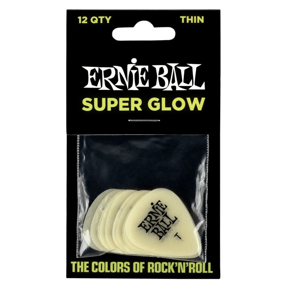 Palheta Ernie Ball Super Glow Fina P09224 Pacote Com 12 