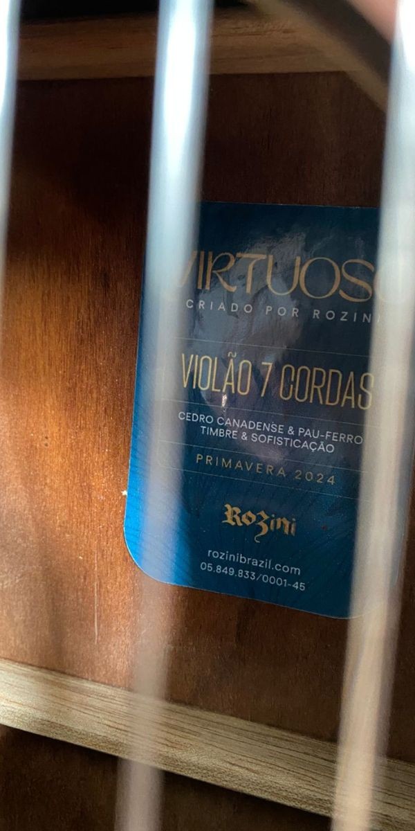 Violão 7 Cordas Nylon Acústico Rozini Rx237 Virtuoso Natural Cedro Canadense 