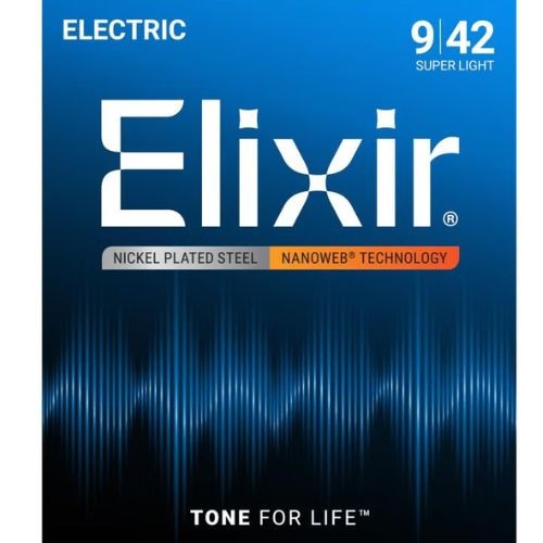 Encordoamento Elixir 12002 Super Light 009 Para Guitarra Elétrica Nanoweb Nickel 