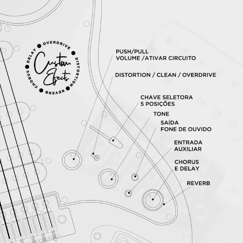 Guitarra Michael Rocker Gms250 lh cr Canhota Cream Com Efeitos 
