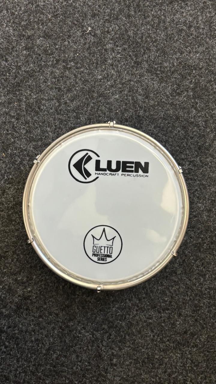 Tamborim 6" Alumínio Luen 6 Afin Cromada Pele Leitosa Serie Guetto 
