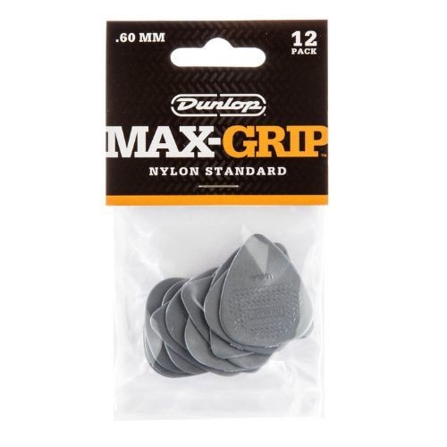 Kit 12 Palhetas Dunlop Nylon Max Grip 0.60 mm 449p Made Usa Cor Cinza 