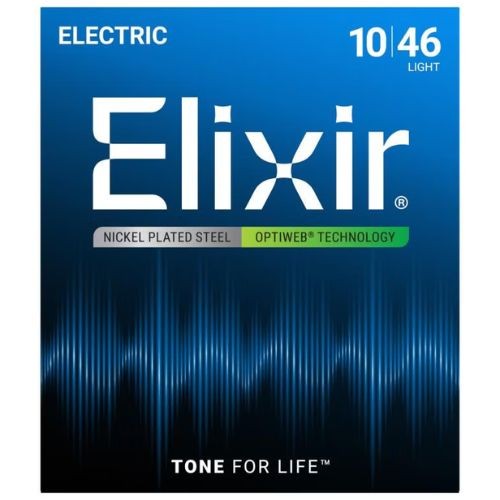 Encordoamento Elixir 19052 Light 010 Para Guitarra Elétrica Optiweb Nickel 