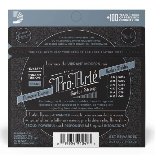 Encordoamento Violão Nylon D'addario Ej46ff Pro-arté Carbon Tensão Pesada 