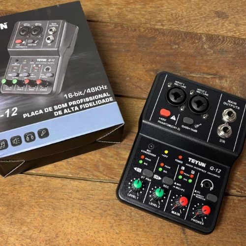 Placa de Som Teyun Q-12 Interface Usb 2 Canais 16-bit/48khz Phantom 48v 