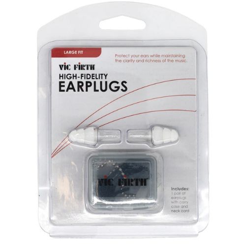 Protetor Auricular Vic Firth High-fidelity Grande Branco Vicearplugl2 Com Estojo 